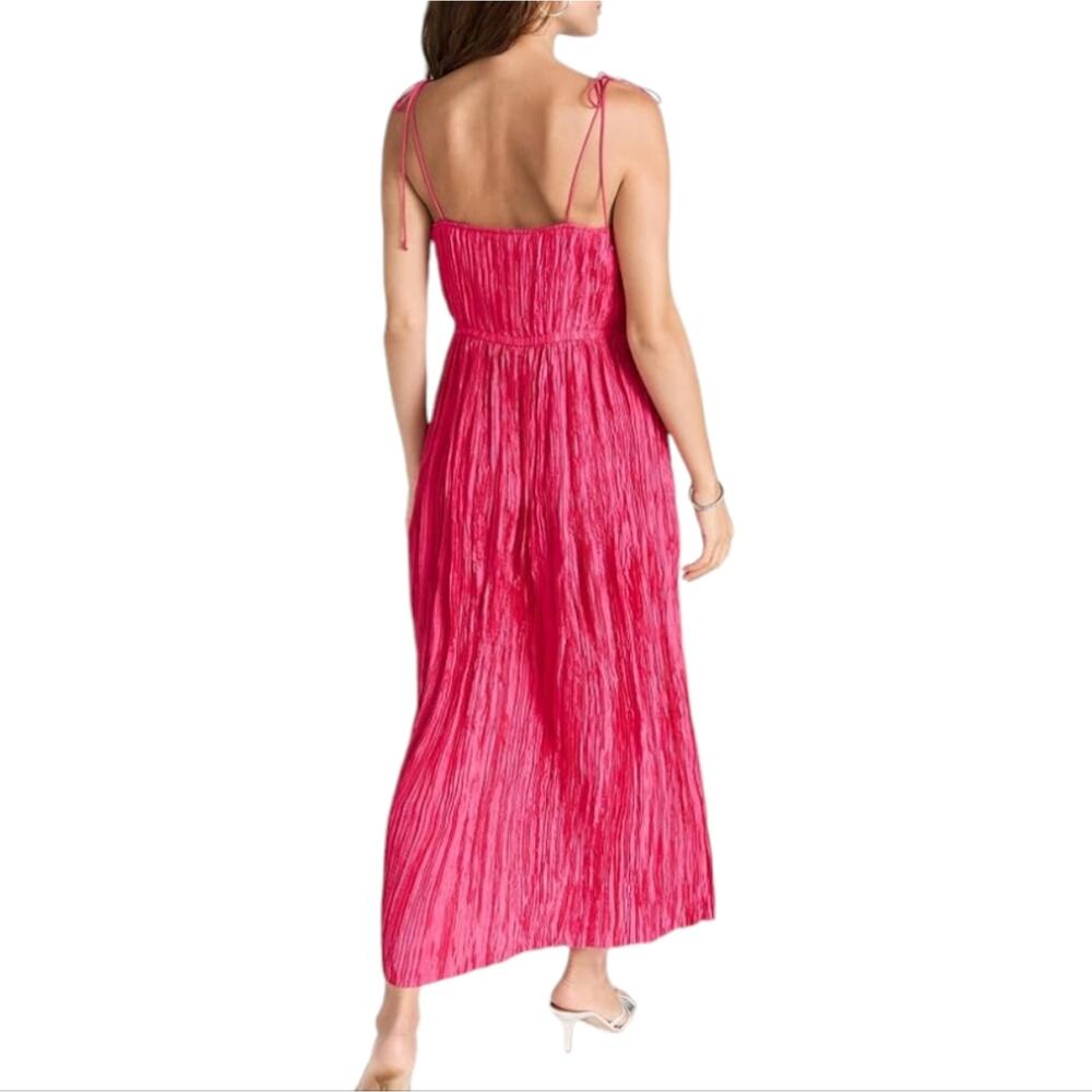 Ulla Johnson Midi Dress Orla Satin Pleated Sleeveless Hot Pink New No Tags - Picture 2 of 15